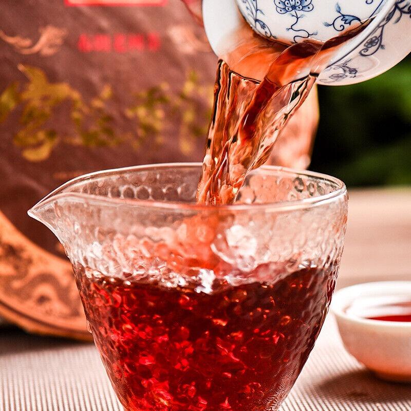 HelloYoungTea 357g Pu'er Ripe Tea Ancient Tree Imperial Tribute Cake Yunnan Menghai Qizi Cake