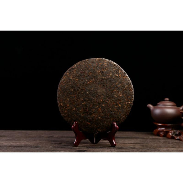 HelloYoungTea 357g Puerh Dry Storage Menghai Mountain Mellow Ripe Tea Yunnan Seven Seed Cake