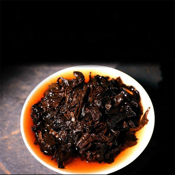 HelloYoungTea Menghai Shou Pu'er Cake Yunnan Qizi Aged Ripe Pu'er Tea 357g