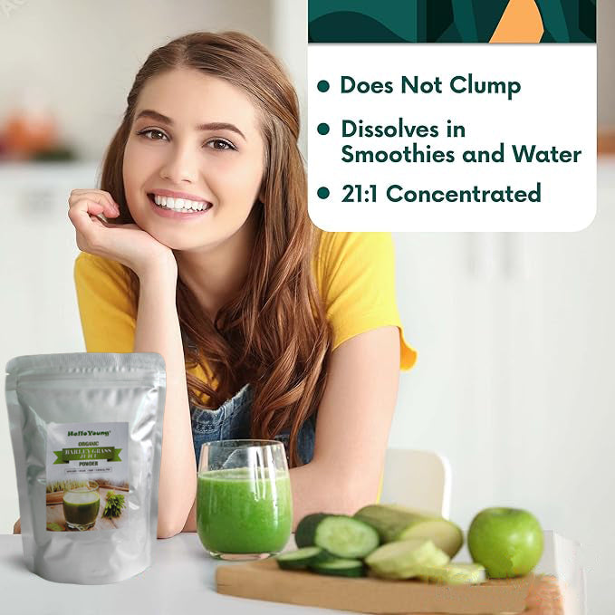 HelloYoung Barley grass official store Organic Barley Grass Powder original 250g Vitamins, Minerals, Raw Organic Perfect Food Green Superfood