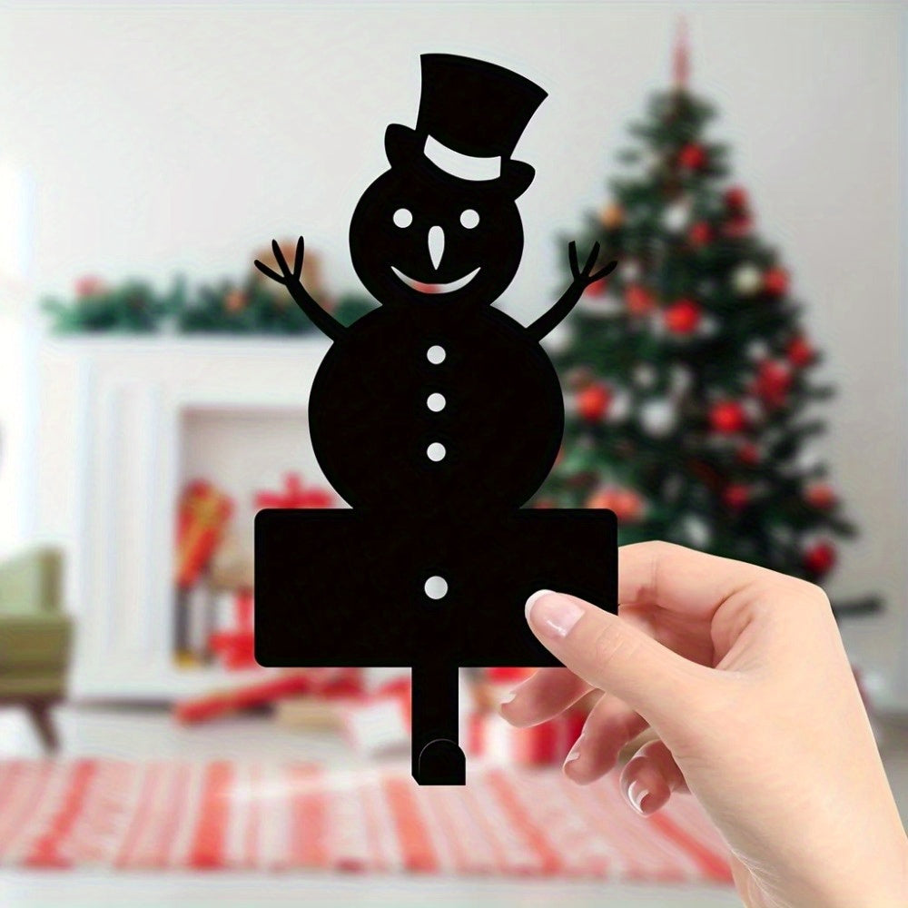 HelloYoung Cute Christmas Snowman Metal Utility Hooks - Wall-Mounted Organizer for Keys Scarves Towels, Festive Winter Decor, Ideal Xmas Home Hanging Hooks, Adorable Holiday Accent for Living Room Bathroom