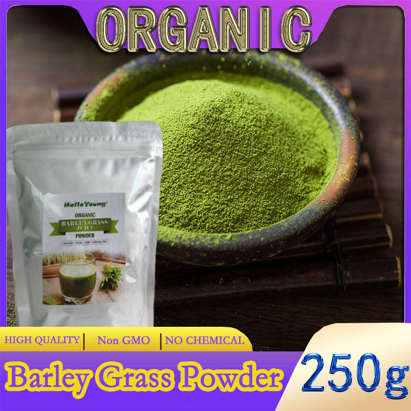 HelloYoung Organic Barley Grass Powder original 250g barley grass official store pure organic barley Chlorophyll & Trace Minerals No Maltodextrin & Sugar