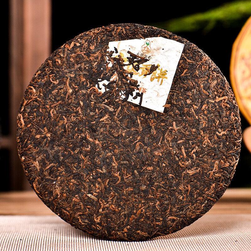 HelloYoungTea 357g Pu'er Ripe Tea Ancient Tree Imperial Tribute Cake Yunnan Menghai Qizi Cake
