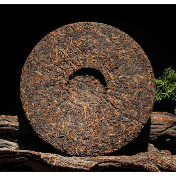 HelloYoungTea 357g Brown Mountain Ancient Tree Ripe Tea Cake Yunnan Pu'er Ripe Tea