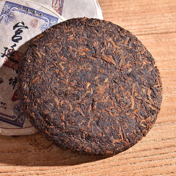 HelloYoungTea Yunnan Pu'er Ripe Tea Cake 100g Palace Small Cake Pu'er Tea