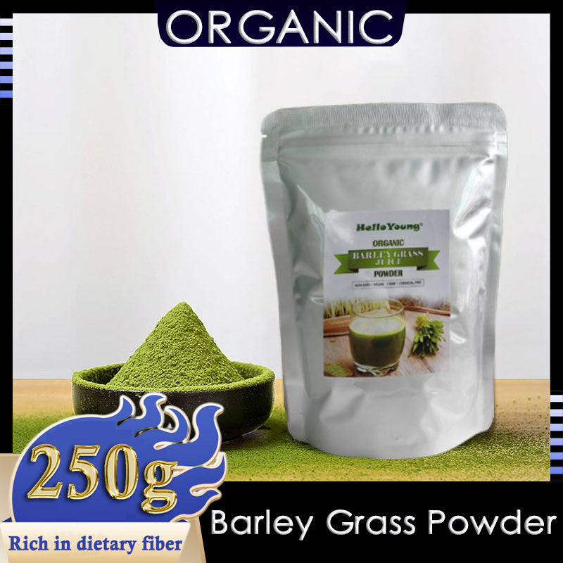 HelloYoung Pure Organic Barley Grass Original Powder Juice Drink 250g Natural Contains Iron Vitamin C, & Vitamin E – Non-GMO