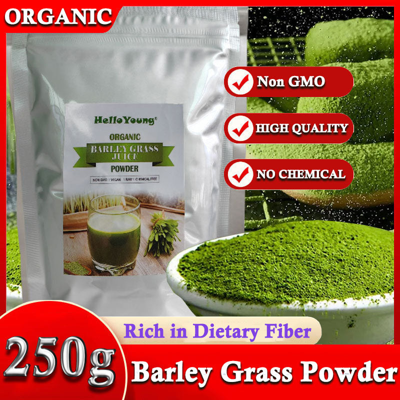 HelloYoung Organic Barley Grass Powder original 250g moistening intestines, Antioxidant-Rich, Energy Booster Organic Grass Powder