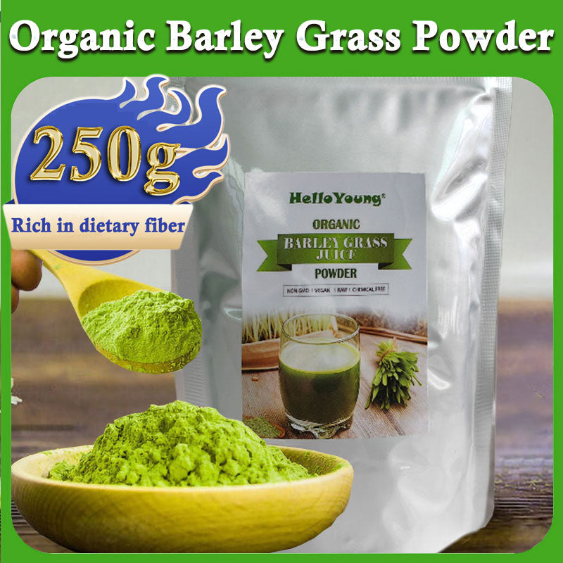 HelloYoung Organic Barley Powder 100% Pure and Natural, No Additives and Preservatives 100% Natural Pure Barley Grass Low Sugar Body Detoxification