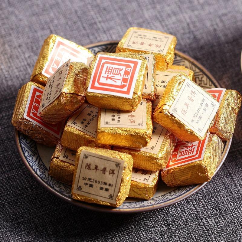 HelloYoungTea Yunnan Puerh Tea 500g 2003 Small Golden Brick Mini Tuo  Square Brick
