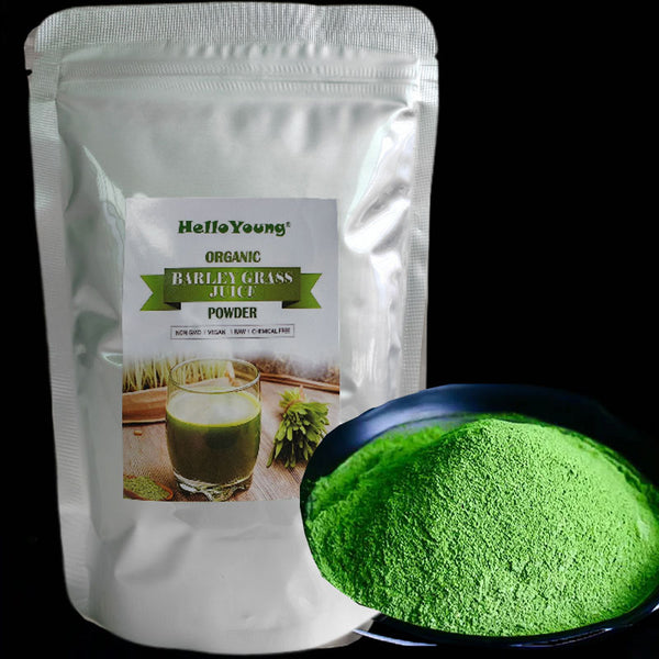 HelloYoung Organic Barley Grass Powder original 250g barley grass official store Pure, Kosher, Vegan, Bulk. Good Source of Fiber, Protein. Great for Juices, Smoothies, Shakes, Yogurts