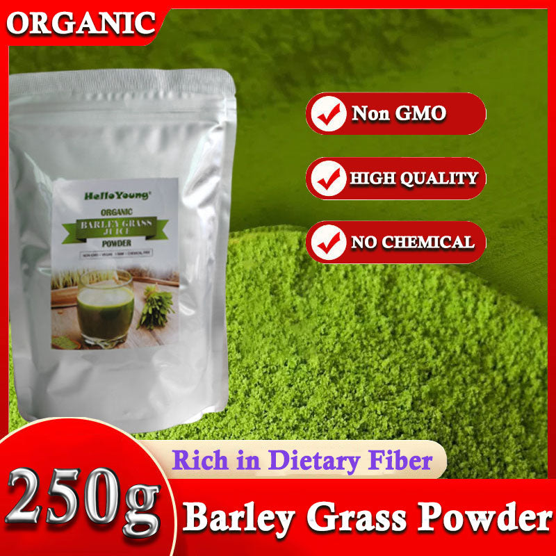 HelloYoung Organic Wheat Grass Powder 250g, Wheatgrass Powder for Immunity Support and Whole Food Supplement, Rich in Fibers, Vitamins