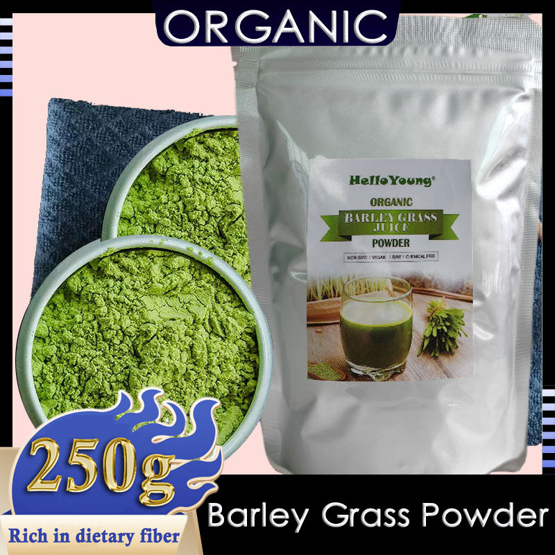 HelloYoung Imported Unsweetened Premium Organic Barley Grass Powder 250g Non-GMO Vegan Cold-Juiced and Low-Temperature Dried Main image