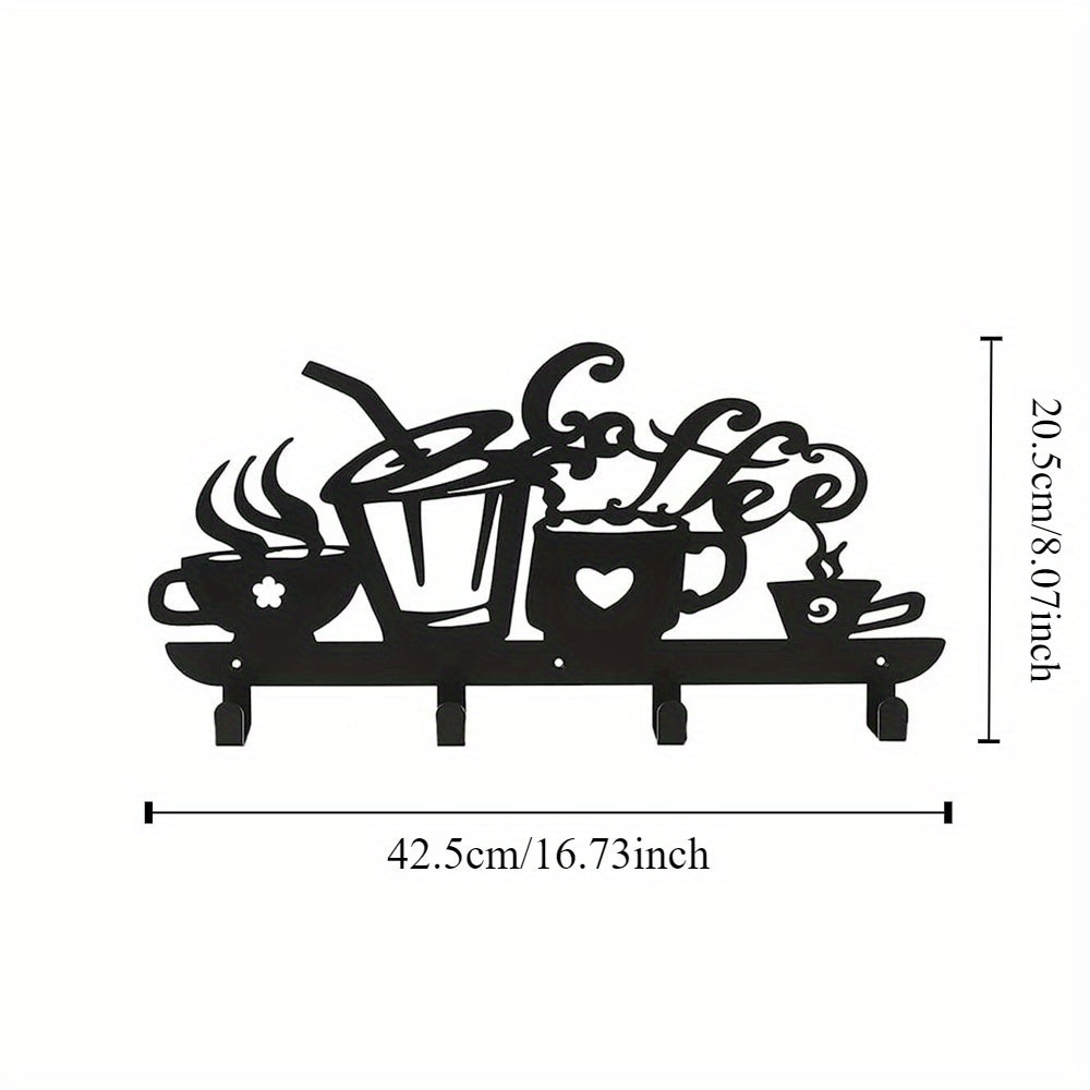 CIFbuy™ Black Iron Key Organizer Wall Mount - Coffee Cup Shaped Metal Hook Rack for Tidy Key Storage, Stylish Home Décor Accent with Industrial Charm, Wall Sculptures.