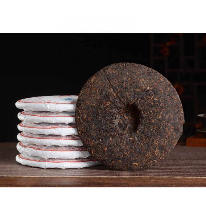 357g/Cake Yunnan Pu'er Tea Cooked Tea Cake Yunnan Qizi Cake Tea Pure Ingredients
