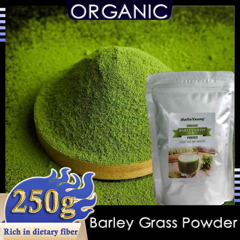 HelloYoung Pure Organic Barley Grass Original Powder Juice Drink 250g Barley Low Carb Diabetic Friendly e for weight loss