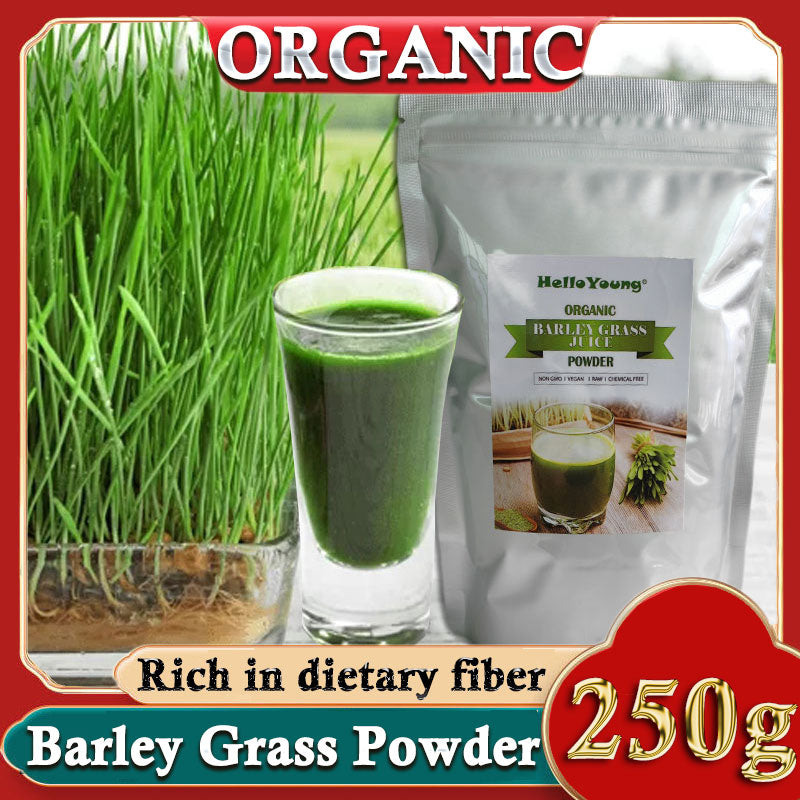 HelloYoung Unsweetened Premium Organic Barley Grass Powder 250g moistening intestines, burning fat, purifying liver, lowering cholesterol Main image