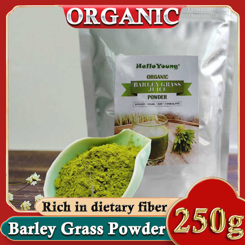 HelloYoung Organic Barley Grass Powder 250 gm 100% Pure&Natural I Nutritionally Complete I Mix into Smoothie or Juice Main image