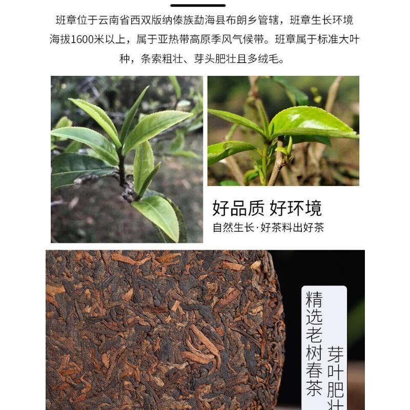 HelloYoungTea 357g Yunnan Tea Pu'er Tea Old Ban Zhang Pu'er Tea Cake Seven Seed Cake Tea