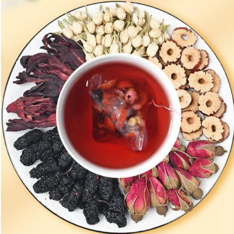 HelloYoungTea Beijing TongRenTang Rose Roselle Tea Red Date Mulberry Jasmine Health Tea