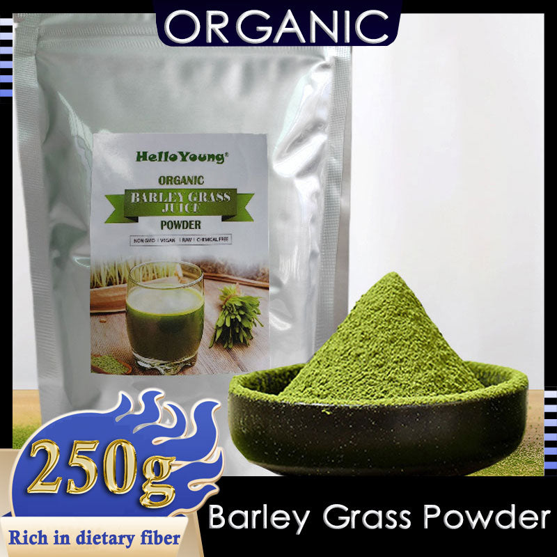 HelloYoung Imported Unsweetened Premium Organic Barley Grass Powder 250g Support Immune System and Digestion, Vegan