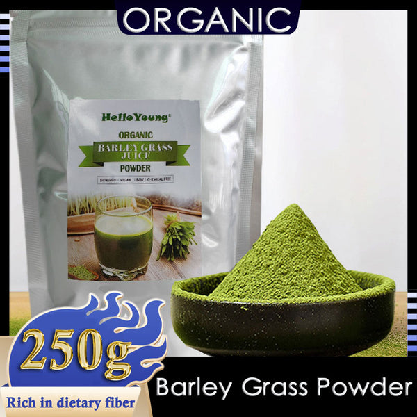 HelloYoung Imported Unsweetened Premium Organic Barley Grass Powder 250g Support Immune System and Digestion, Vegan