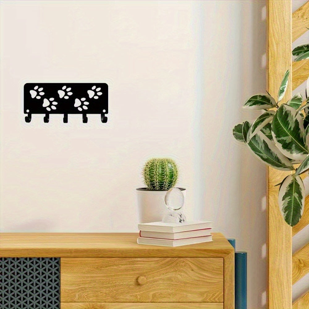 HELLOYOUNG,Walking Paws Key Rack Hanger & Dog Leash Organizer Metal Wall Art for Wall Hanging, Wall-mounted Hooks: Decorative Wall Sticker-Auxiliary hook