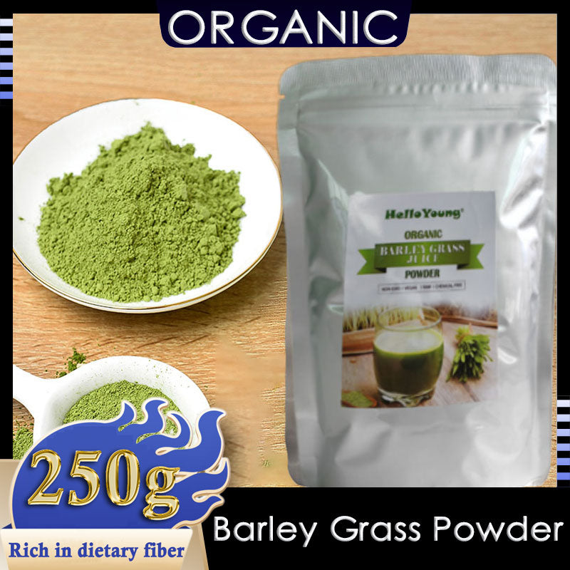 HelloYoung Pure Organic Barley Grass Original Powder Juice Drink 250g Natural Weight Loss Barley Health Matcha Beverage