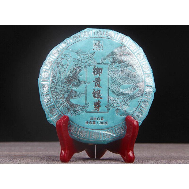 HelloYoungTea 200g White Tea Cake Silver Needle Yunnan White Tea Ancient Tree Pu'er Tea Cake