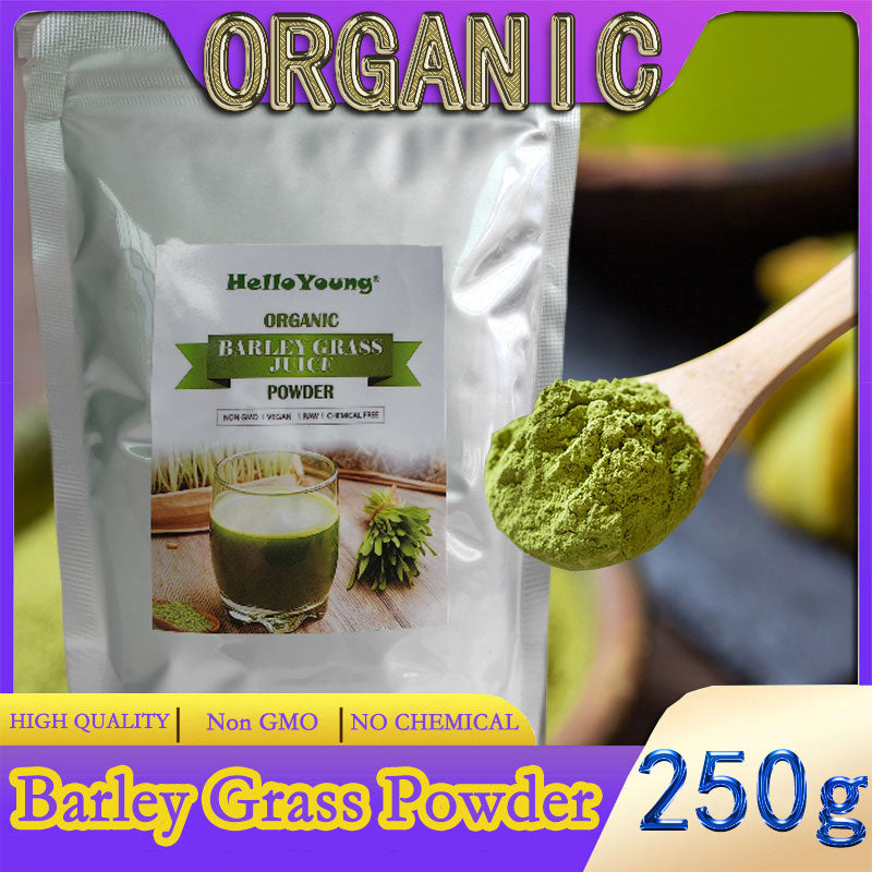 HelloYoung Barley grass official store Organic Barley Grass Powder original 250g  Great for Juices, Smoothies, Shakes, Yogurts Main image
