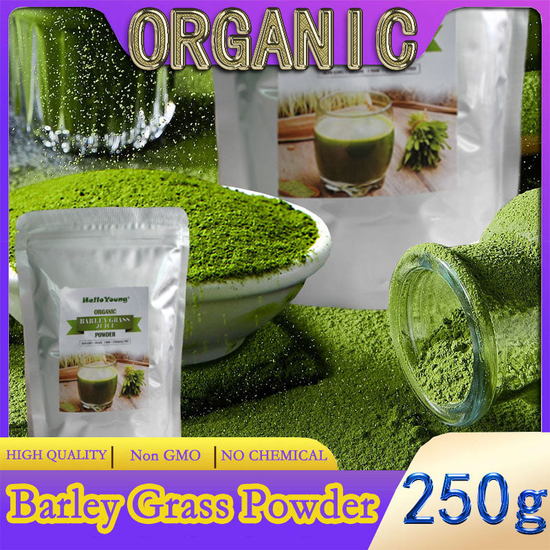 HelloYoung Organic Barley Grass Powder original 250g barley grass official store pure organic barley Contains Iron Vitamin C, & Vitamin E – Non-GMO Gluten-Free Main image