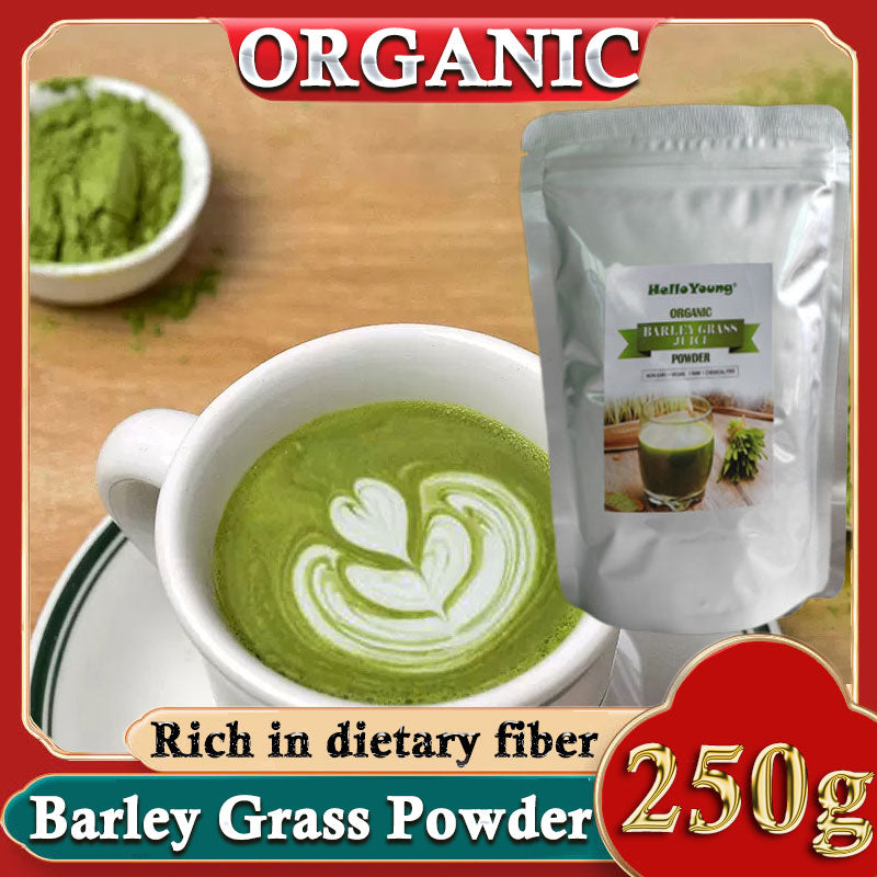 HelloYoung Organic Barley Grass Powder 250g, Green Superfood for Smoothie, Shakes and Salads, Barley Grass Powder 100% Pure, Raw, Non-GMO, Vegan, Organic Main image