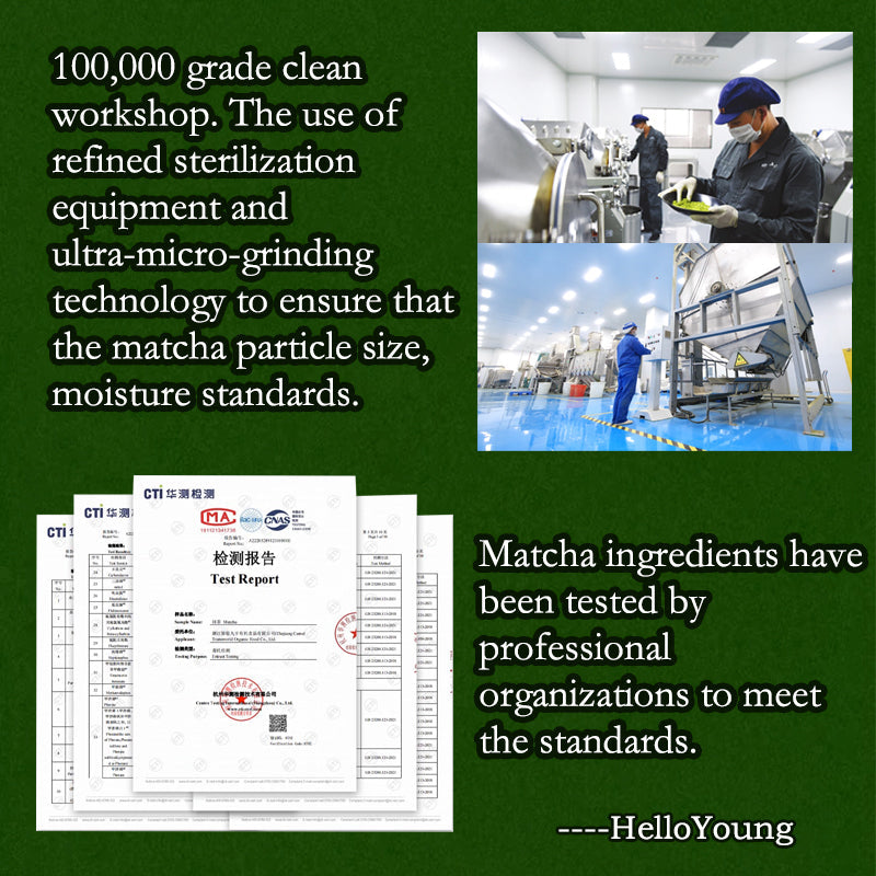 HelloYoung 100% Organic Matcha Green Tea Powder - Premium Japanese Matcha - Best for Delicious Matcha Latte, Yummy Smoothie, Flavorful Desserts & Baking - No Sugar Added for drinks green tea powder weight loss