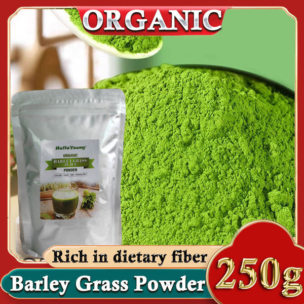 HelloYoung Barley Grass Powder 100% Pure & Organic Organic Barley Grass Powder Pure Organic Barley for Women and Men 250g Good Source of Fiber, Protein. Great for Juices, Smoothies, Shakes, Yogurts