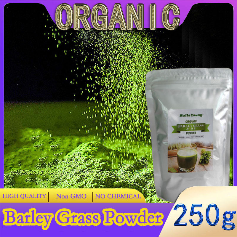 HelloYoung Organic Barley Grass Powder original 250g barley grass official store pure organic barley for Immunity Support and Whole Food Supplement, Rich in Fibers, Vitamins, Minerals Main image