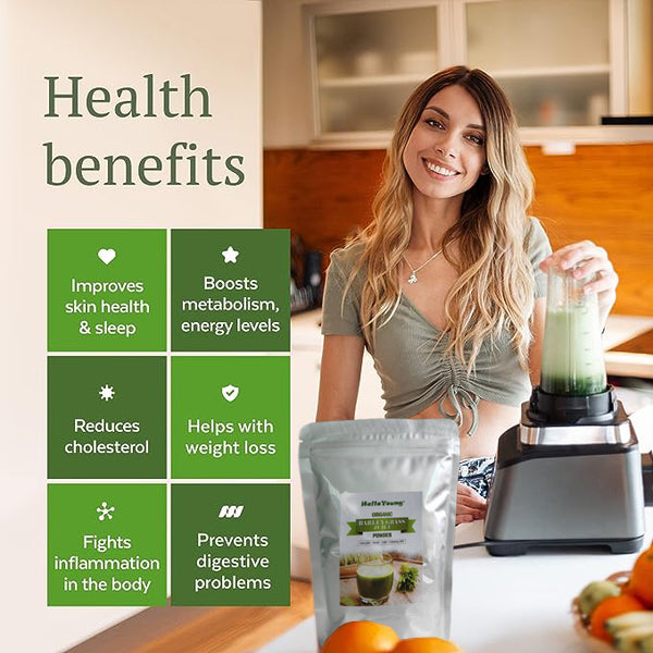 HelloYoung HelloYoung Imported Unsweetened Premium Organic Barley Grass 100% Pure&Natural Nutritionally Complete Mix into Smoothie or Juice