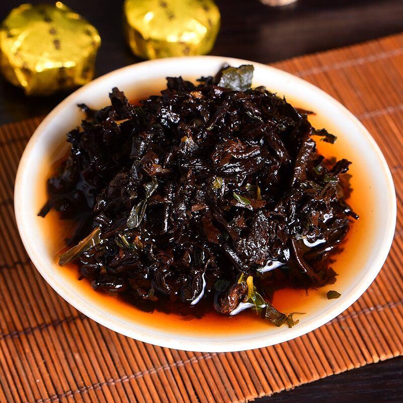 HelloYoungTea 500g Aged Glutinous Rice Fragrance Yunnan Ancient Tree Jin Tuo Loose Shu Pu'er Tea 500克陈年糯米香云南古树金沱散装熟普洱茶