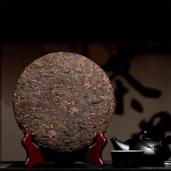 HelloYoungTea Menghai Shou Pu'er Cake Yunnan Qizi Aged Ripe Pu'er Tea 357g