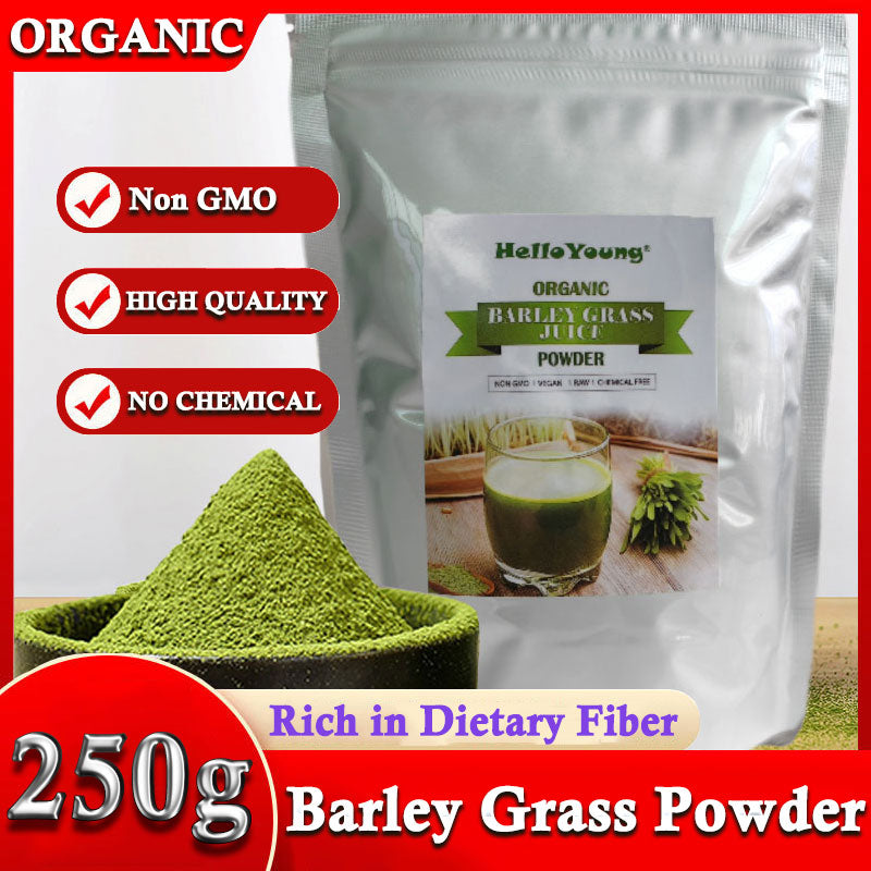 HelloYoung Organic Barley Grass Powder original 250g moistening intestines, Non-GMO Rich in Immune Vitamin, Fibers, Minerals