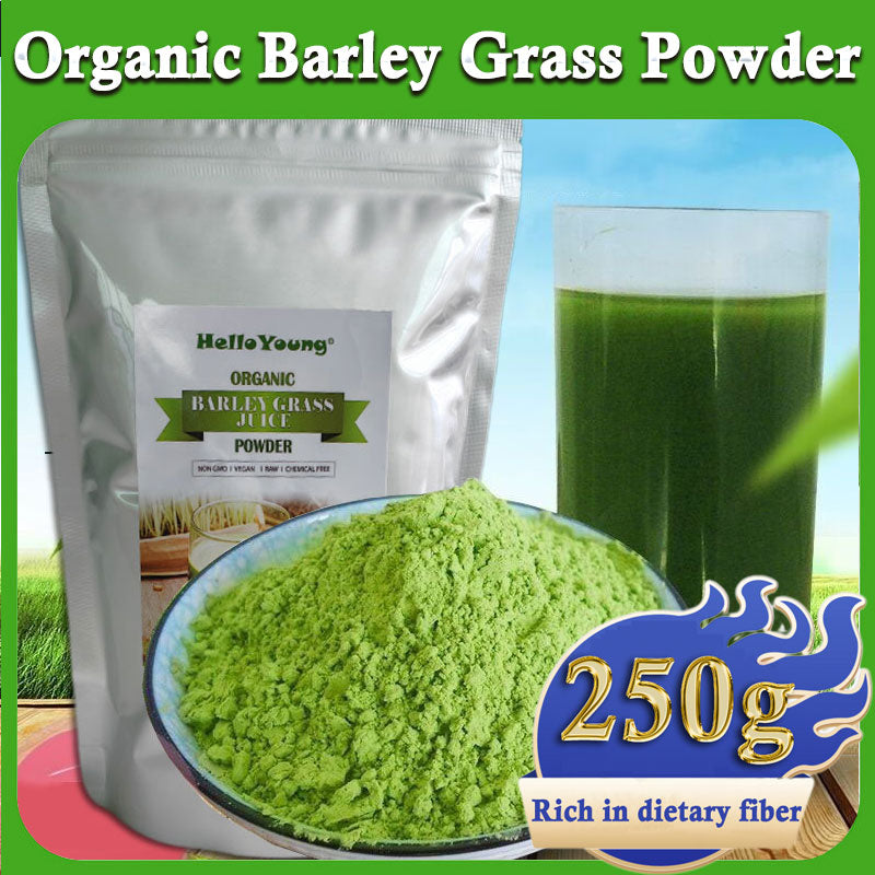 HelloYoung Organic Barley Powder 100% Pure and Natural, No Additives and Preservatives RAW, GREENISH LIKE LEAVES, NO PRESERVATIVE,NON GMO Main image