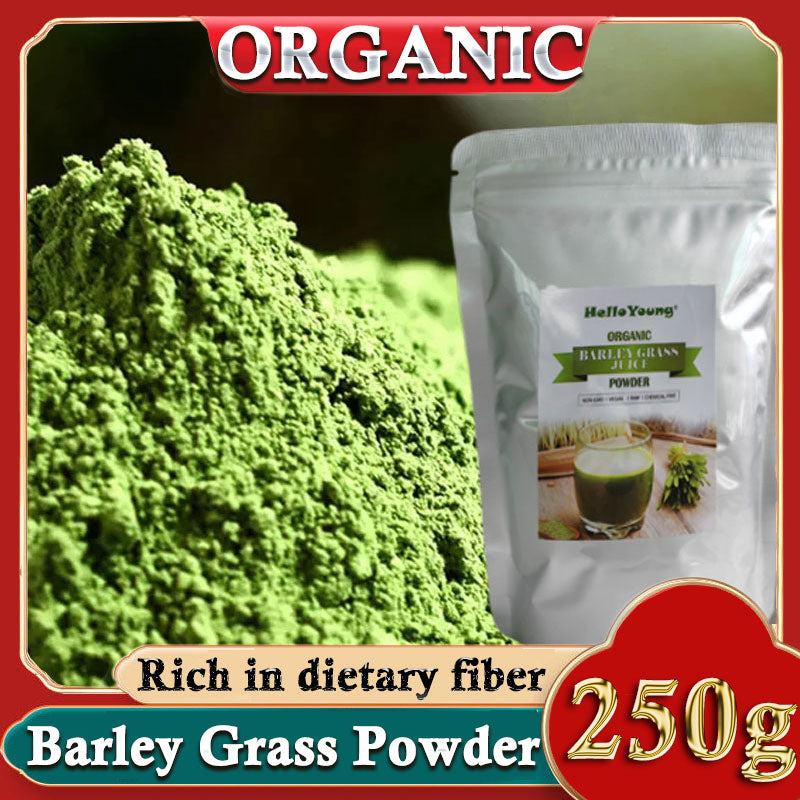 HelloYoung Barley Grass Powder 100% Pure & Organic Organic Barley Grass Powder Pure Organic Barley for Women and Men 250g Chlorophyll & Trace Minerals No Maltodextrin & Sugar Main image