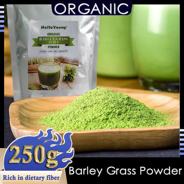 HelloYoungTea Barley Grass Powder Original 100% healthy Pure Organic Barley 100% Pure&Natural Nutritionally Complete Mix into Smoothie or Juice