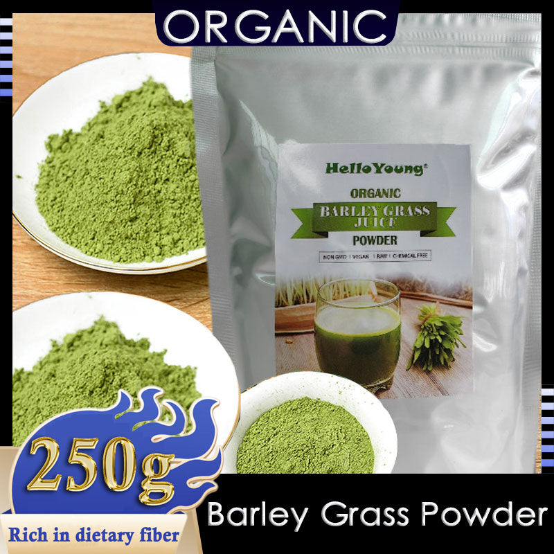 HelloYoung Imported Unsweetened Premium Organic Barley Grass Powder 250g Contains Iron Vitamin C, & Vitamin E – Non-GMO Main image