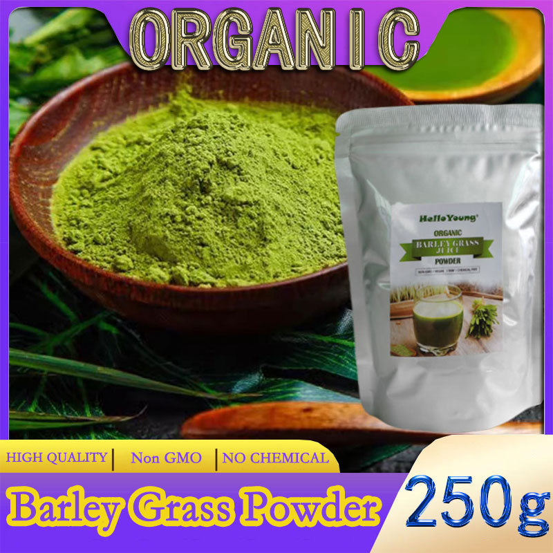 HelloYoung Organic Barley Grass Powder original 250g barley grass official store organic barley grass powder Body Detoxification and Weight Loss Barley Health Matcha Beverage Main image
