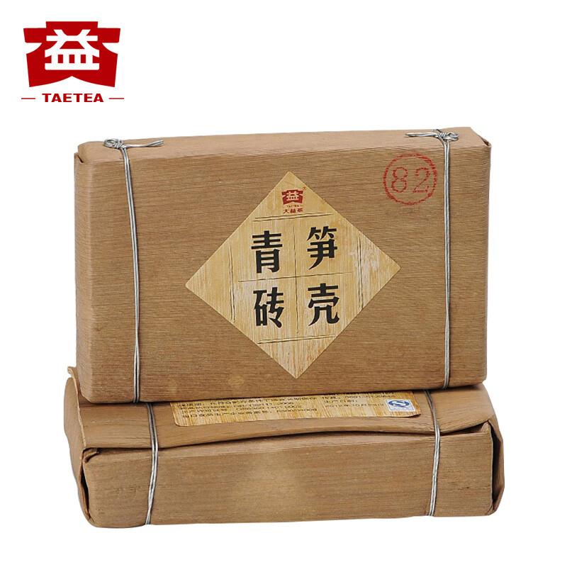 HelloYoungTea SUN KE QING ZHUANG * 2012 TAETEA Menghai Dayi Pu'er Puer Tea Brick 250g Raw 201 笋壳青装 · 2012年大益勐海大益普洱砖茶 250克 生茶 201批