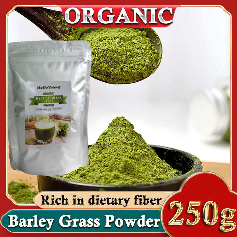 HelloYoung Organic Barley Grass Powder 250g, Green Superfood for Smoothie, Shakes and Salads Rich in Immune Vitamin, Fibers, Minerals, Antioxidants and Protein