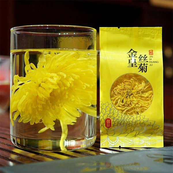 HelloYoungTea Golden Chrysanthemum Tea Flower Blossom Cooling Healing Floral Tea 100 Blooms