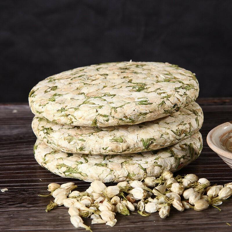 HelloYoungTea 200g Top Grade Dried Jasmine Tea Organal Bud Flower Tea Green Tea Cake Blooming