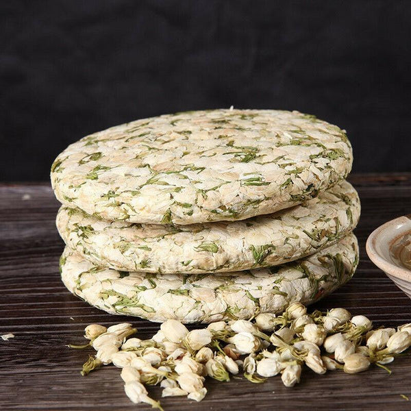 HelloYoungTea 200g Top Grade Dried Jasmine Tea Organal Bud Flower Tea Green Tea Cake Blooming
