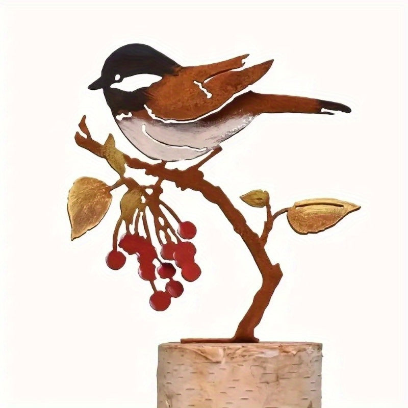 "1-Piece Outdoor Garden Bird Decor: Creative Metal Cutting Handicraft with Silhouette Design for Flowerpots & Garden Accents".Outdoor statue