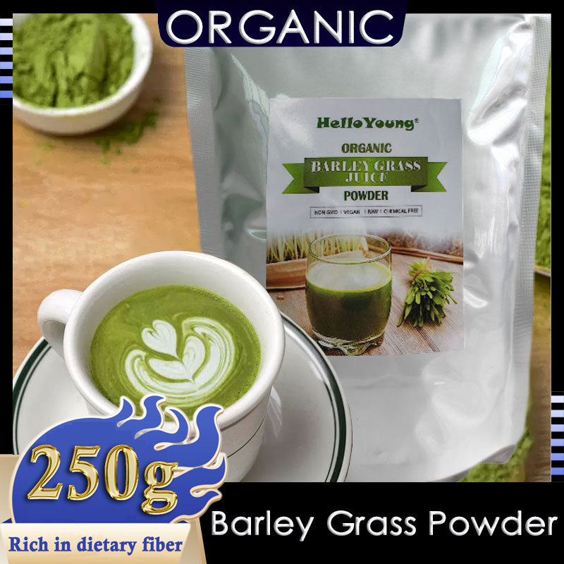 HelloYoung Barley Grass Powder Original 100% healthy Pure Organic Barley Antioxidant-Rich, Energy Booster Organic Grass Powder Main image